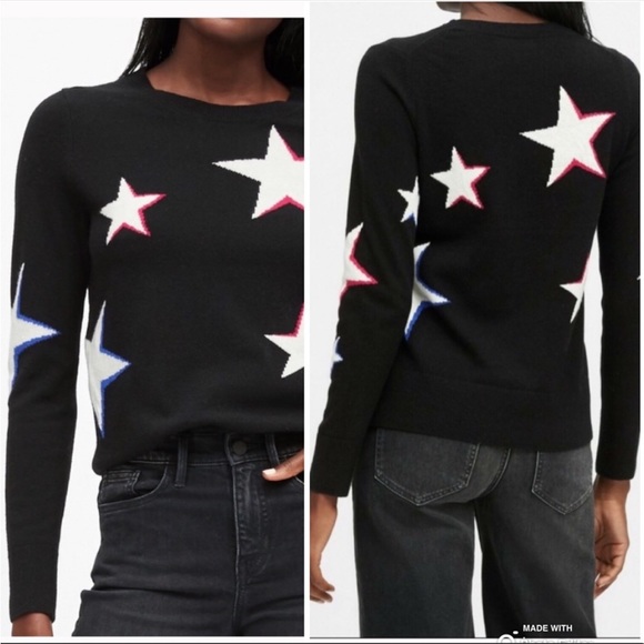 Banana Republic Italian Merino Wool Crewneck Star Sweater M - Picture 1 of 10